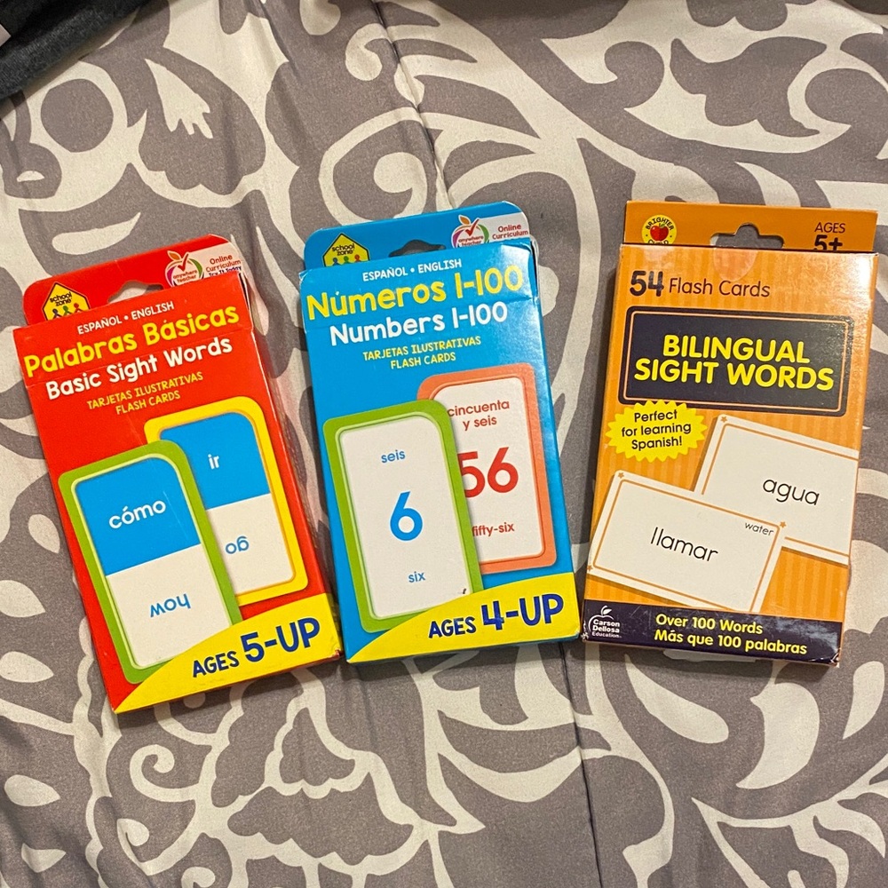Bilingual Sight Words and Numbers Flash Cards
